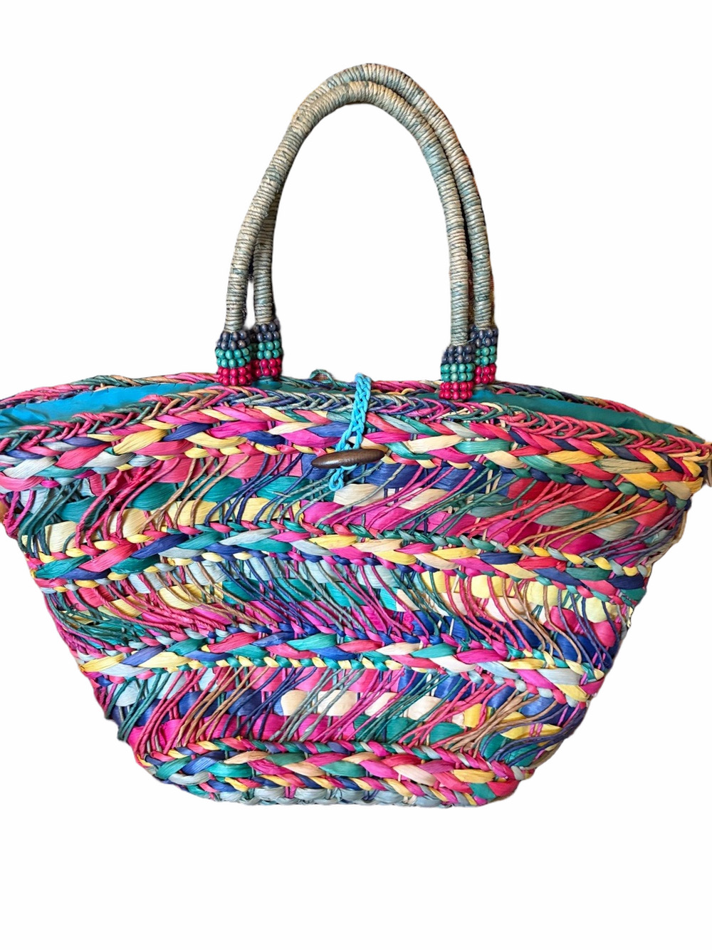Boho coastal very large merona straw multi color tote.
